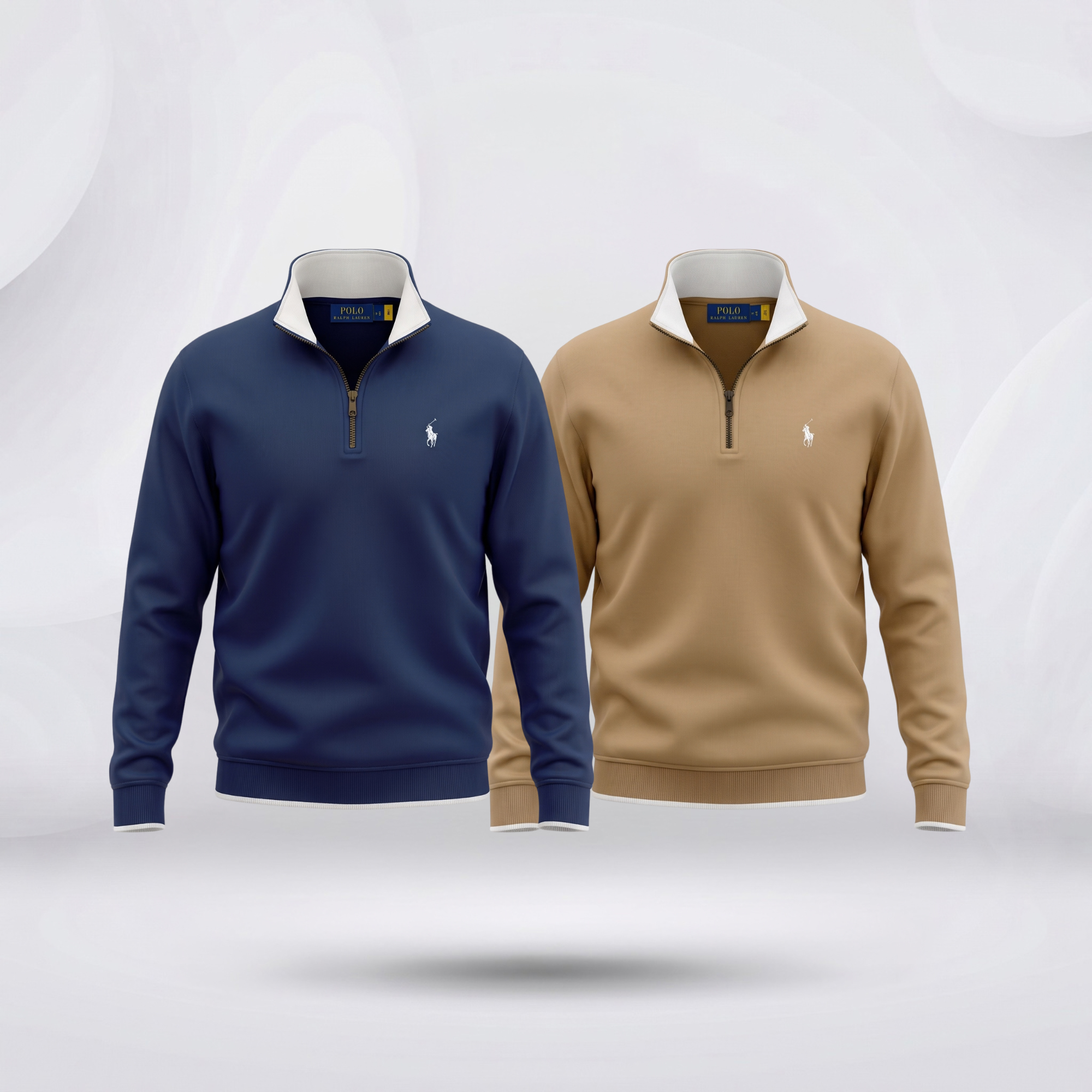 Export Quality Men’s Premium Half-Zip Sweatshirt Combo - (Navy+Biscet)