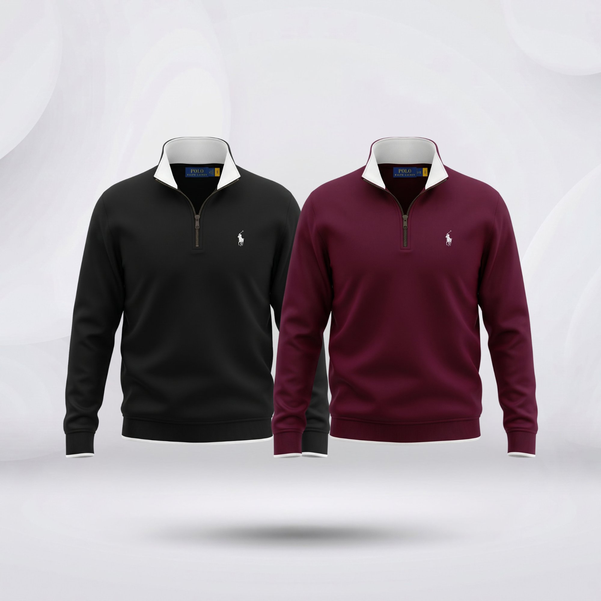 Export Quality Men’s Premium Half-Zip Sweatshirt Combo - (Black + Merun)