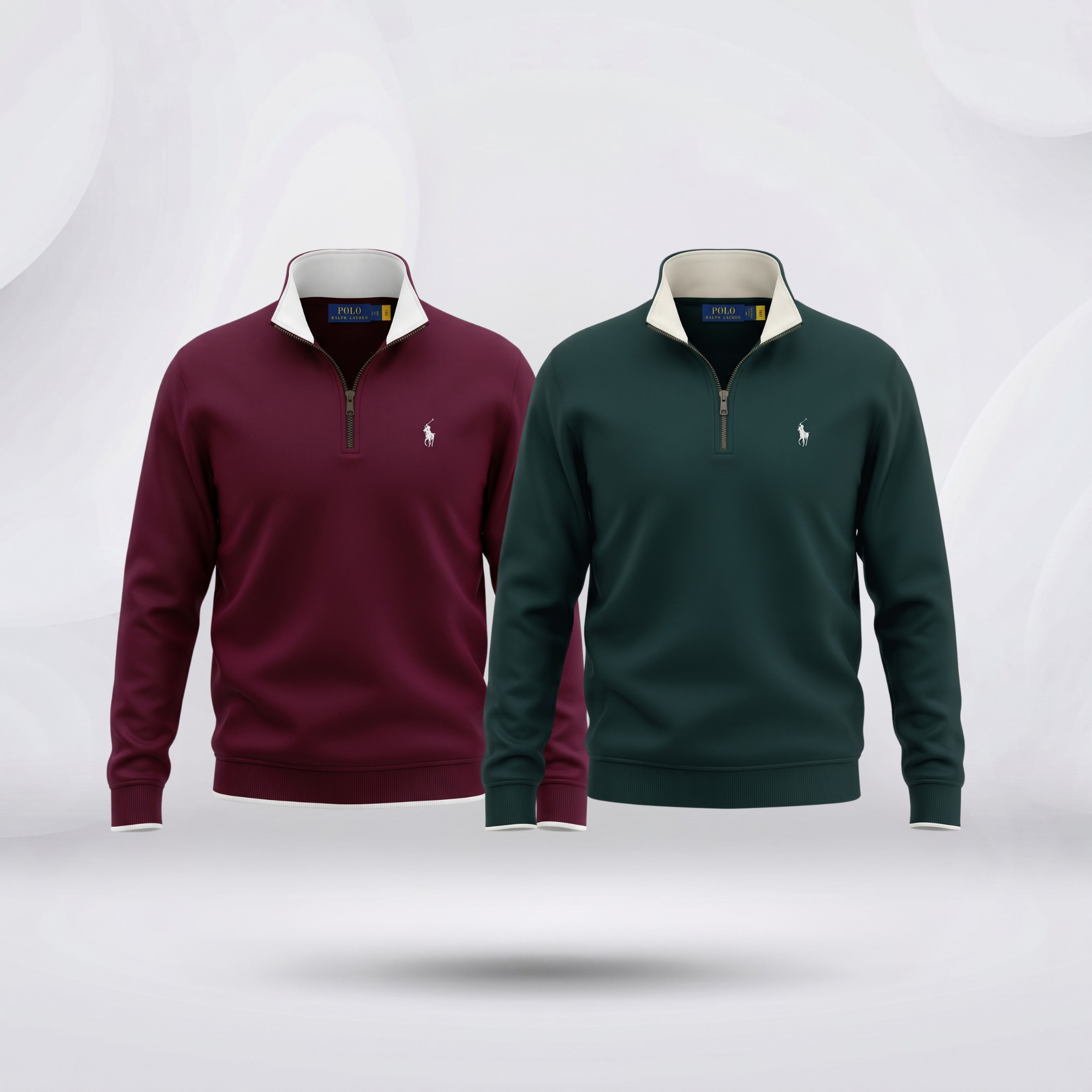 Export Quality Men’s Premium Half-Zip Sweatshirt Combo- (Merun + Green)