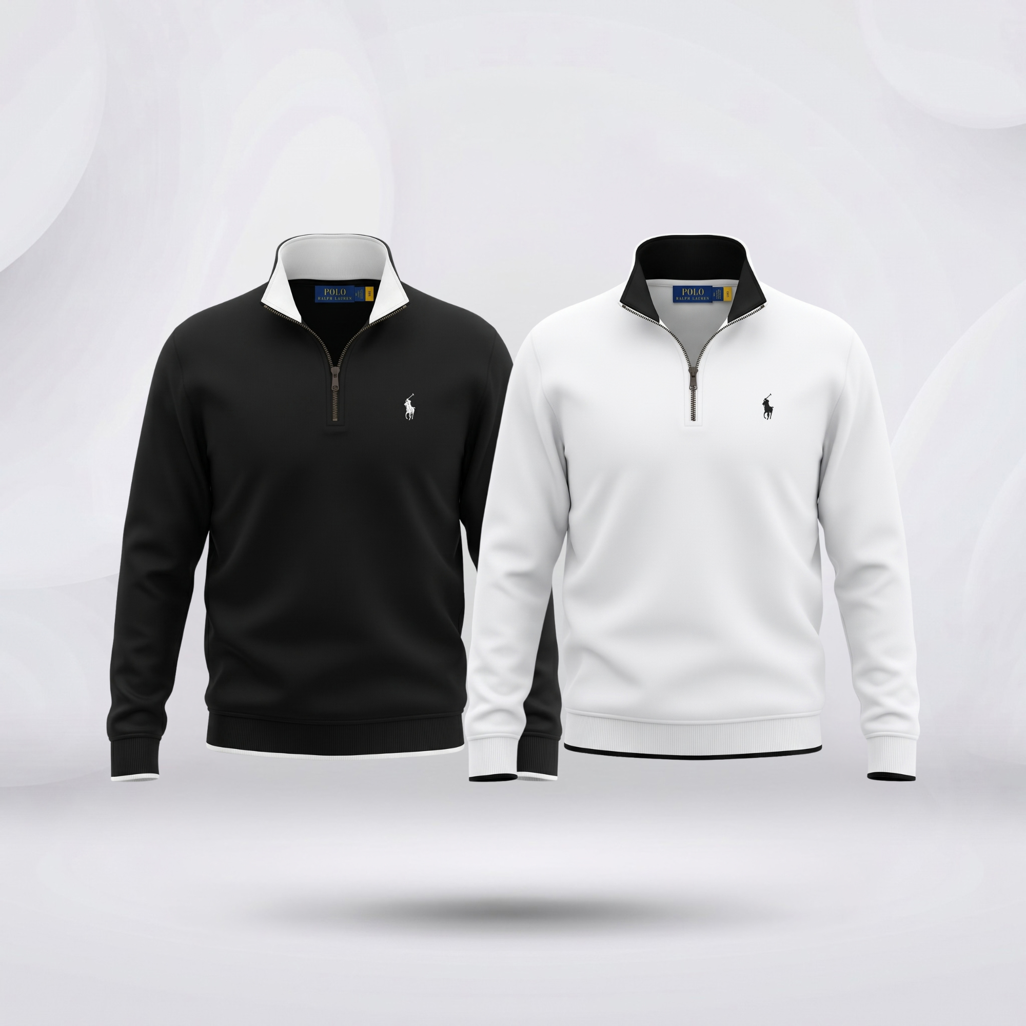 Export Quality Premium Half-Zip Sweatshirt Comb- (Black + White)