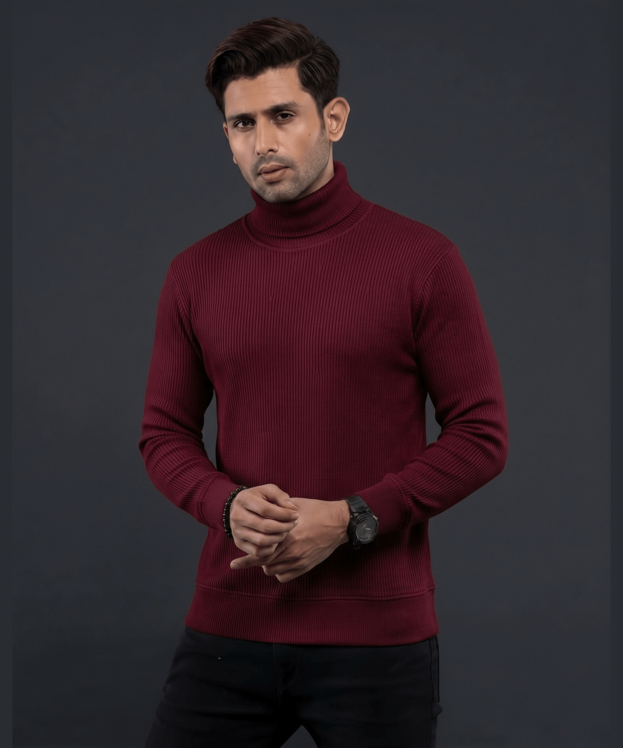 Premium Turtle Neck Sweater- Merun
