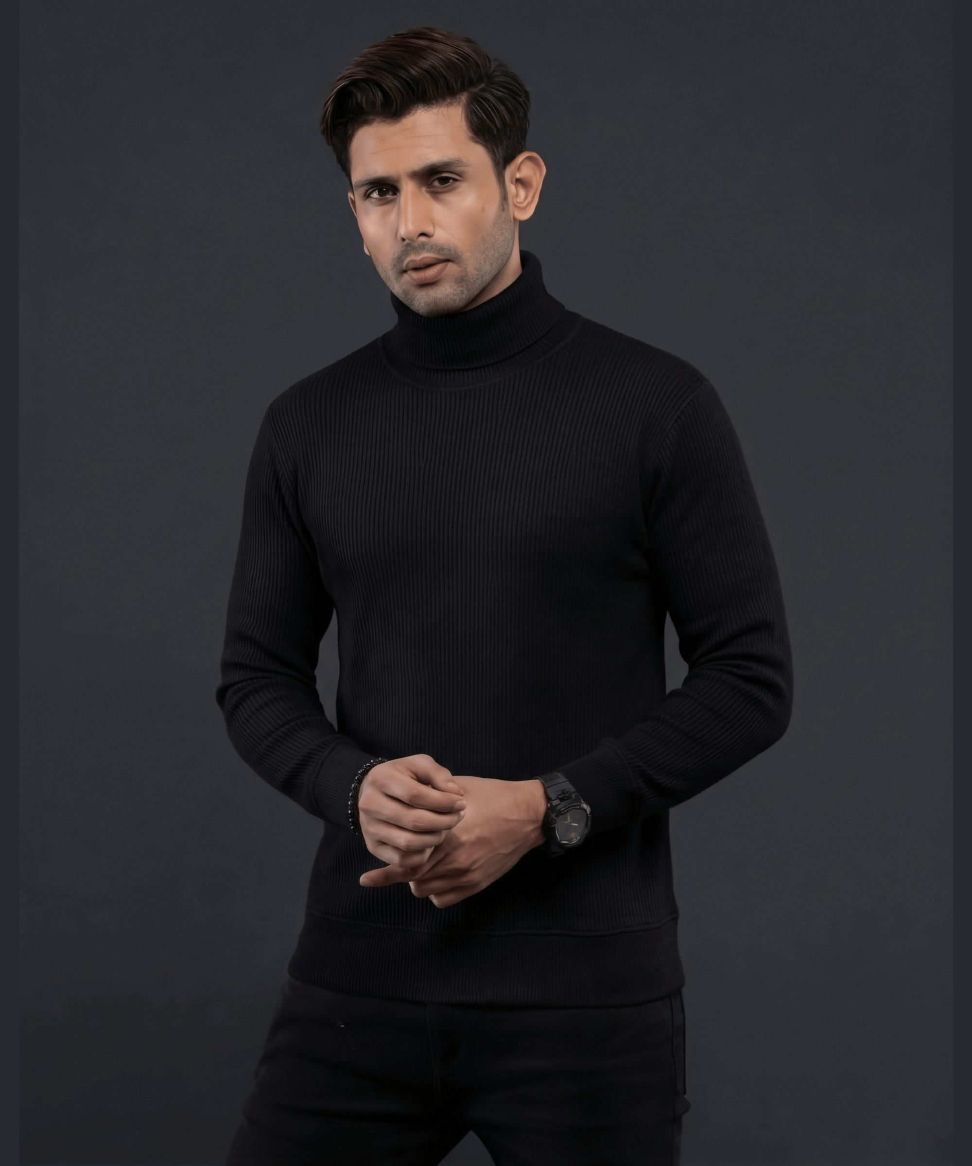 Premium Turtle Neck Sweater- Black