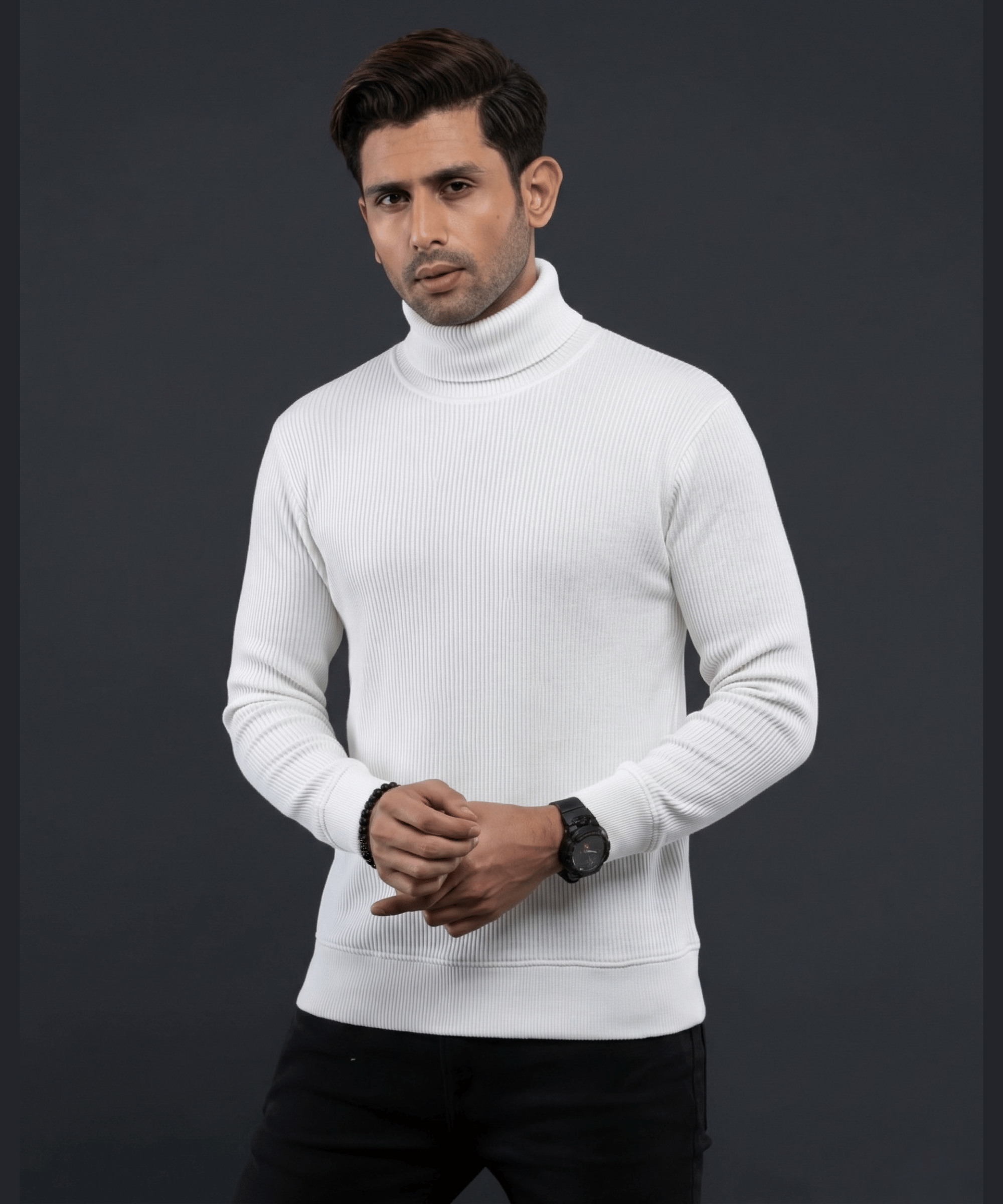 Premium Turtle Neck Sweater- White